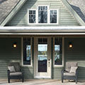 architect designed new lakefront cottage - parry sound - covered entry porch