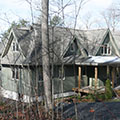 architect designed new lakefront cottage - parry sound - front view at end