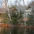 architect designed new lakefront cottage - parry sound - lake side view