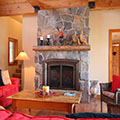 architect designed new lakefront cottage - parry sound - timber-frame family room fireplace 